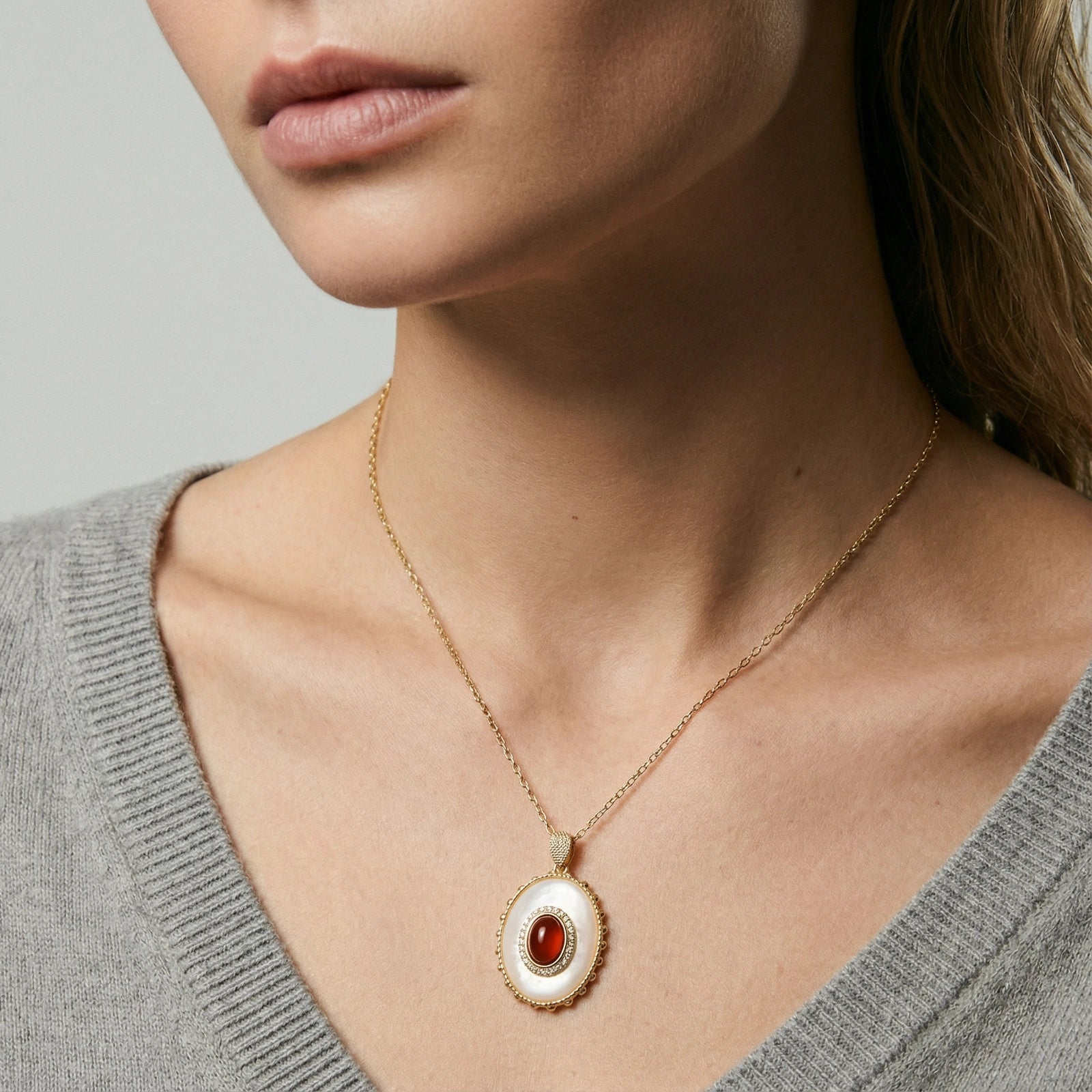 Amber Cameo Pendant